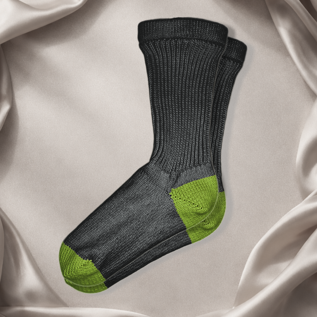 Black Two-Tone Cotedge Crew Sock