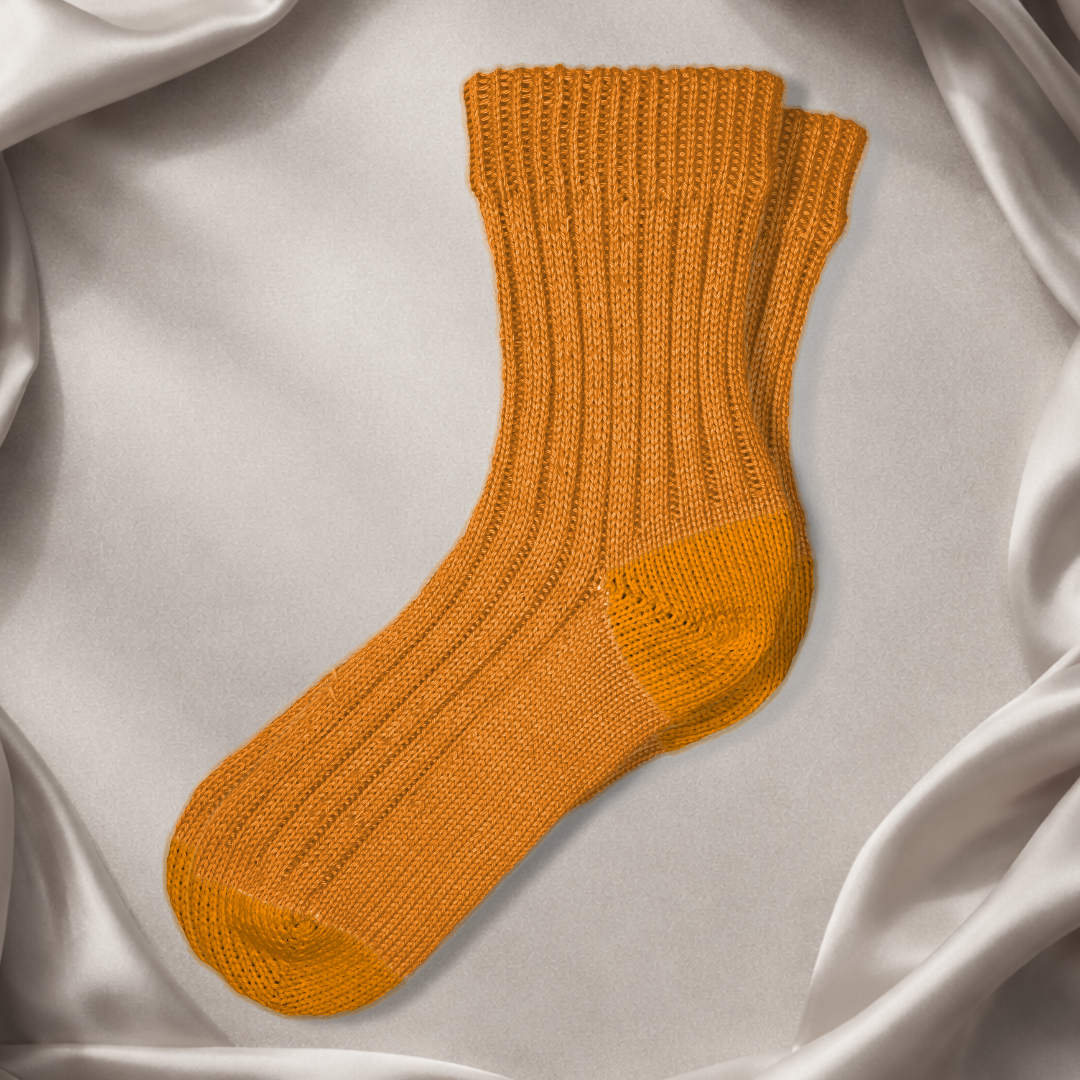 Apricot Solid Crew Sock