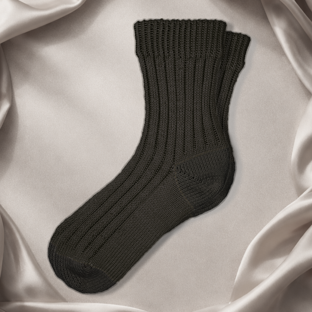 Black Solid Crew Sock