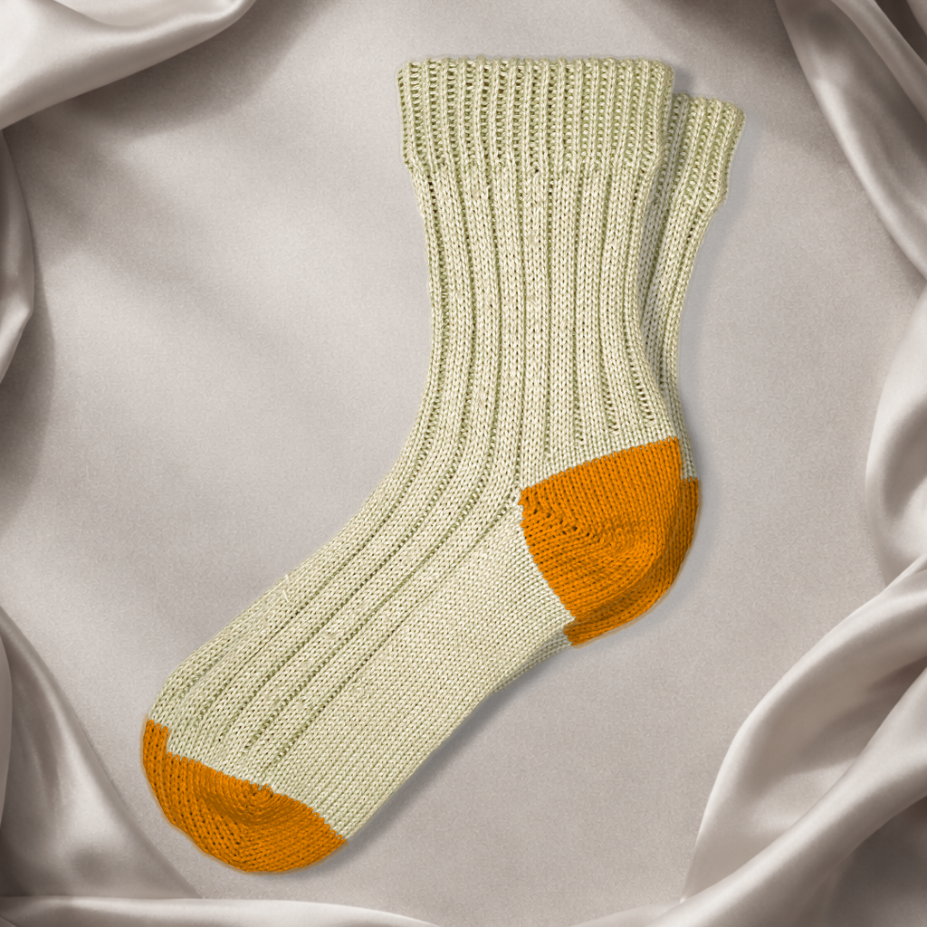 Natural Two-Tone Crew Sock