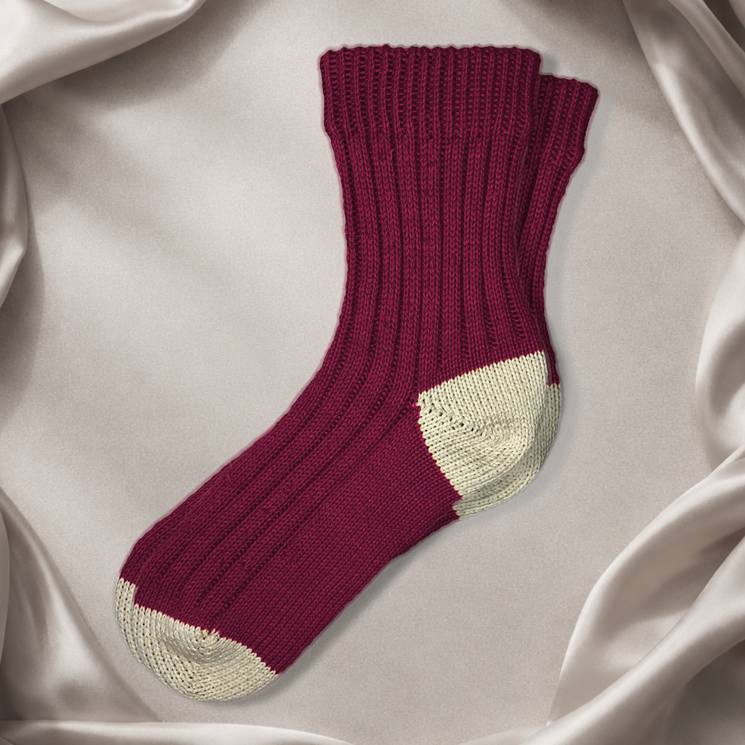 Cranberry Two-Tone Crew Sock