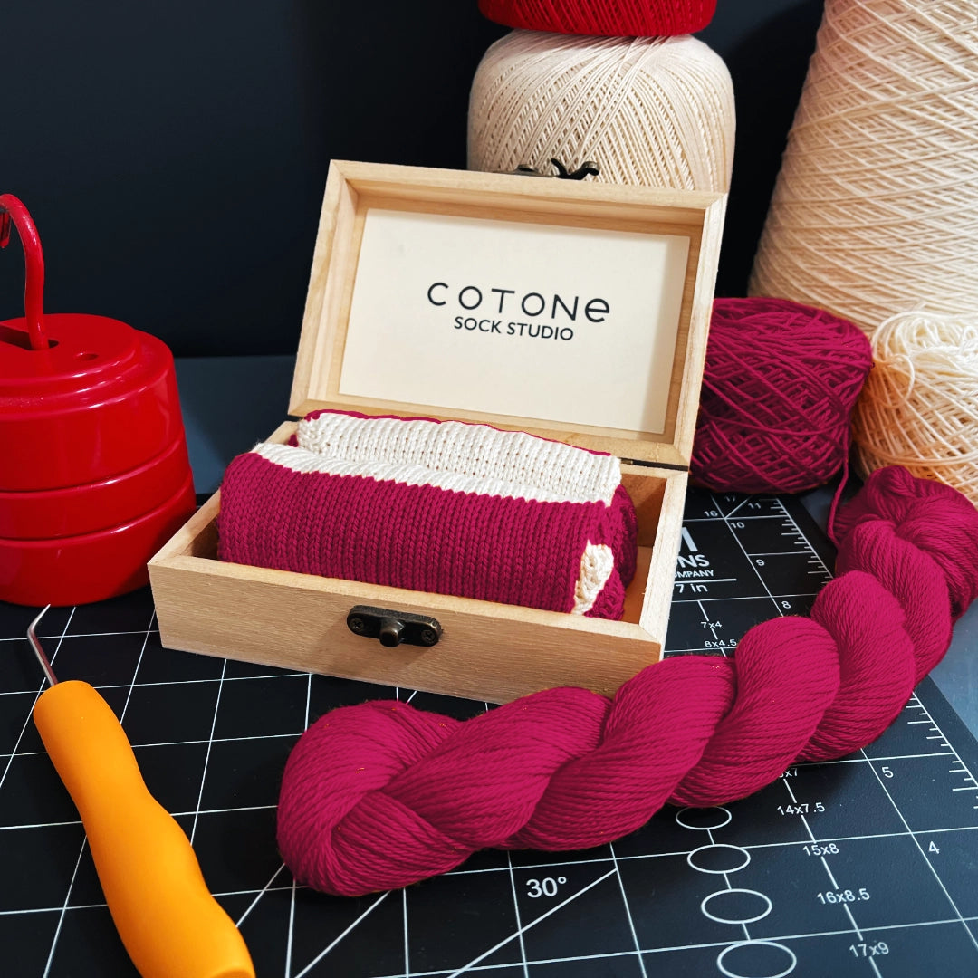 Cranberry Two-Tone Crew Sock