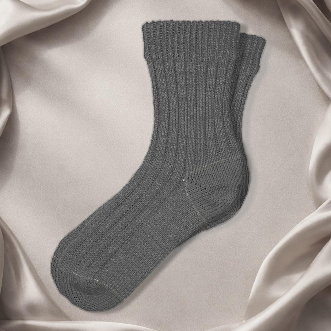 Gray Solid Crew Sock