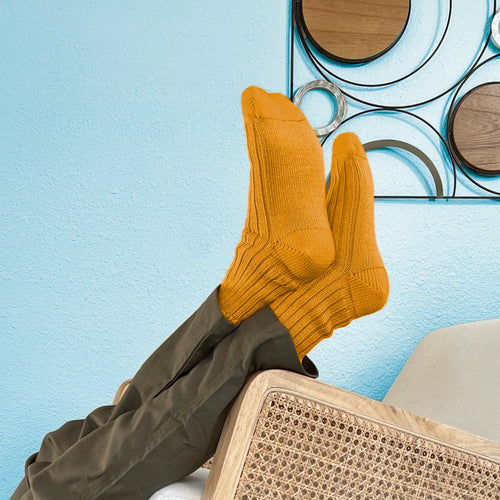 Apricot Solid Crew Sock